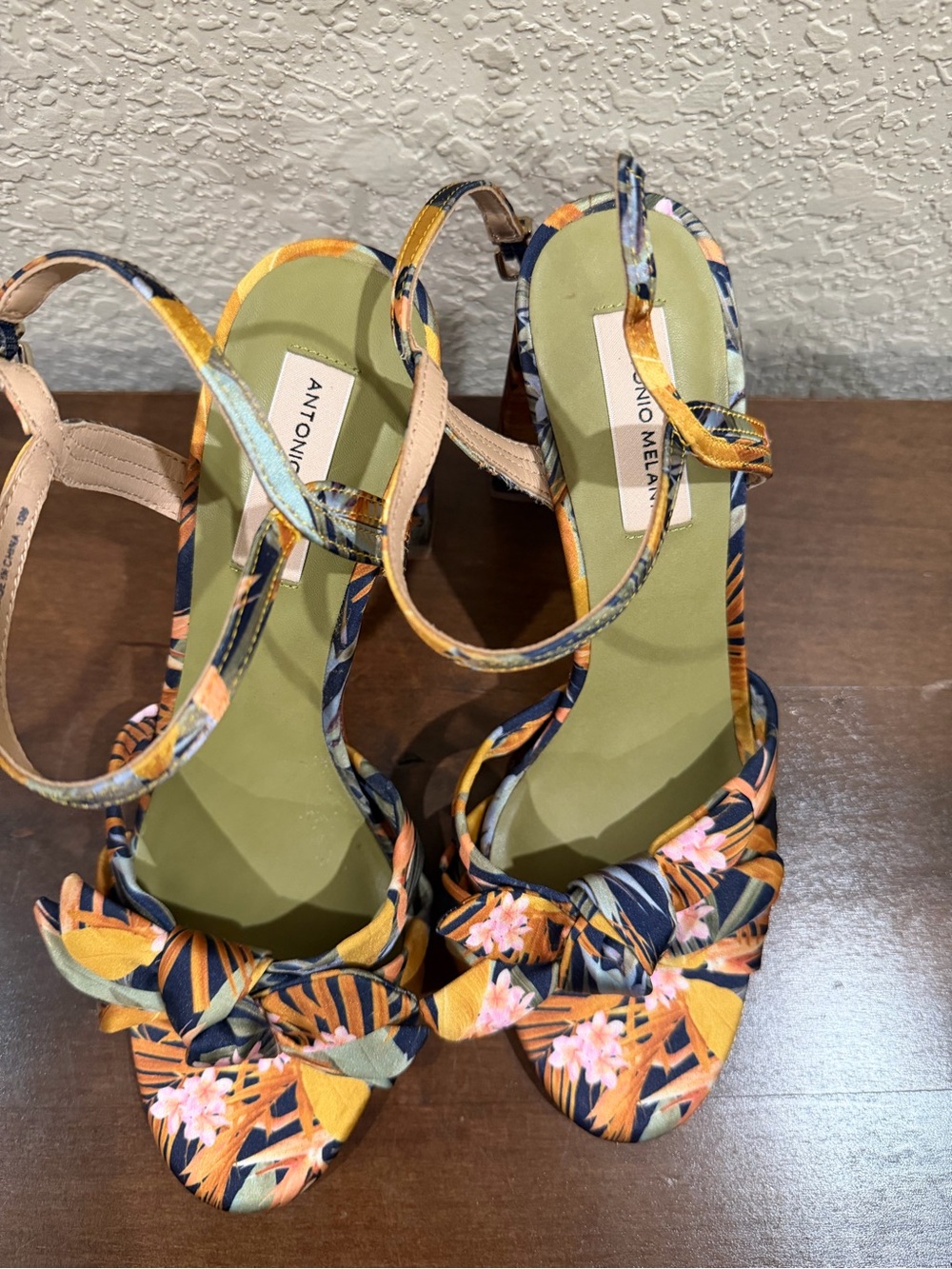 Antonio Melani Floral Block Heel Ankle Strap Sandals Size 10M
